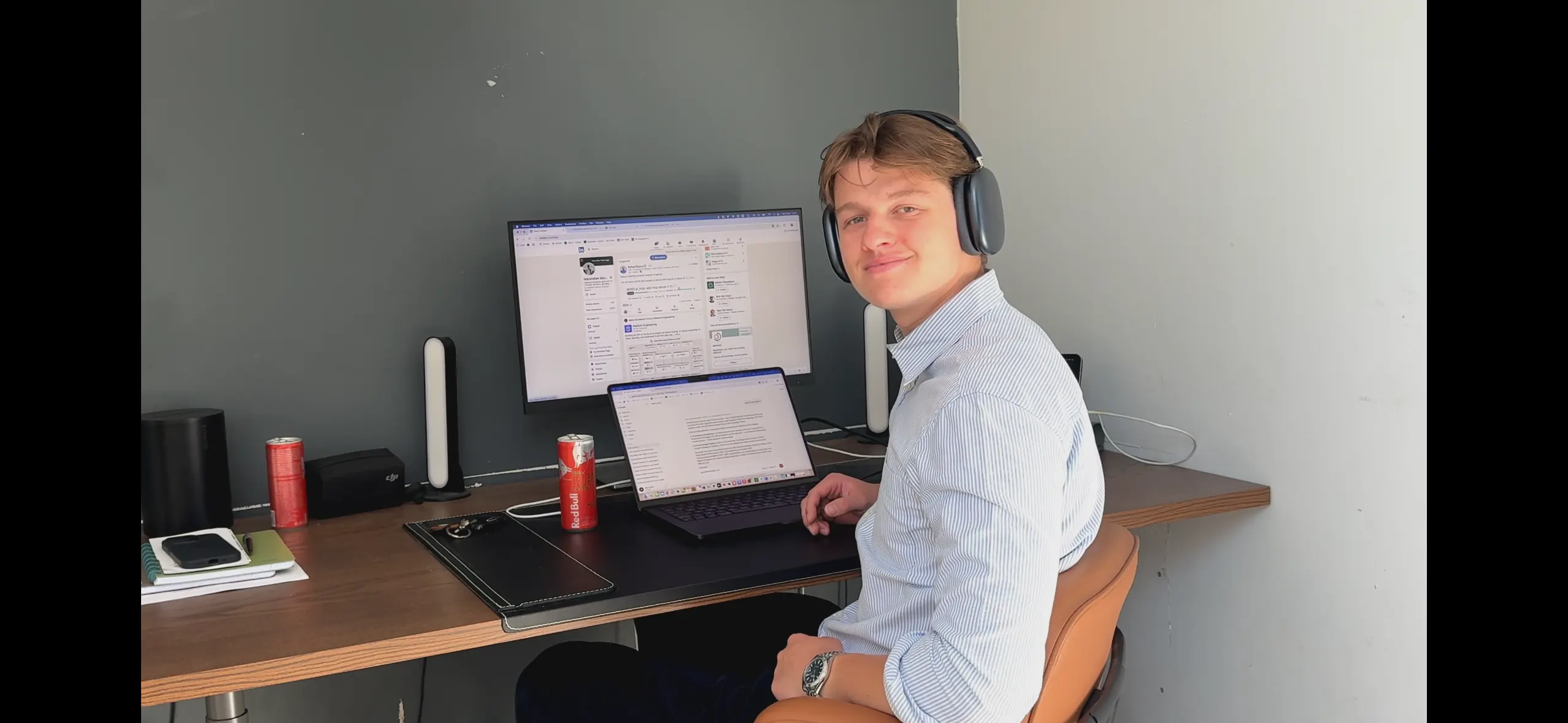 Maximilien at his desk in Sint-Katelijne-Waver