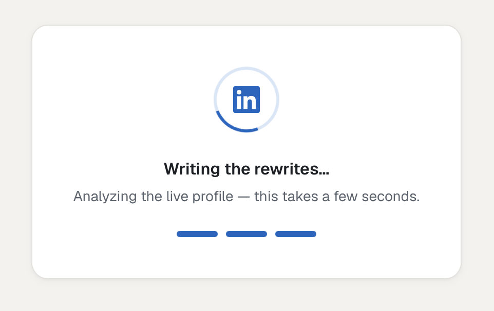 Paste a profile, and the analysis is written live in seconds.